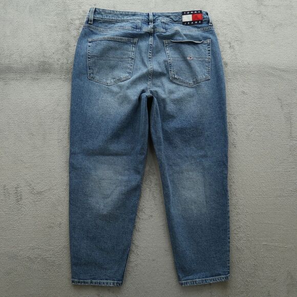 Tommy Jeans Women's 16 Blue High-Rise Denim Pants 27" Inseam Distressed - Picture 1 of 16